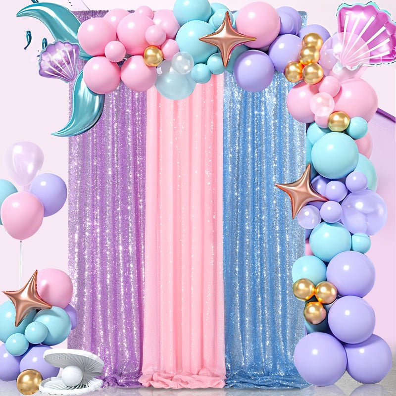 QueenDream Pink Sequin Backdrop Drapes 4 Panels 2FTx8FT Glitter Backdrop Curtains for Wedding Party Stage Decorations - Image 2